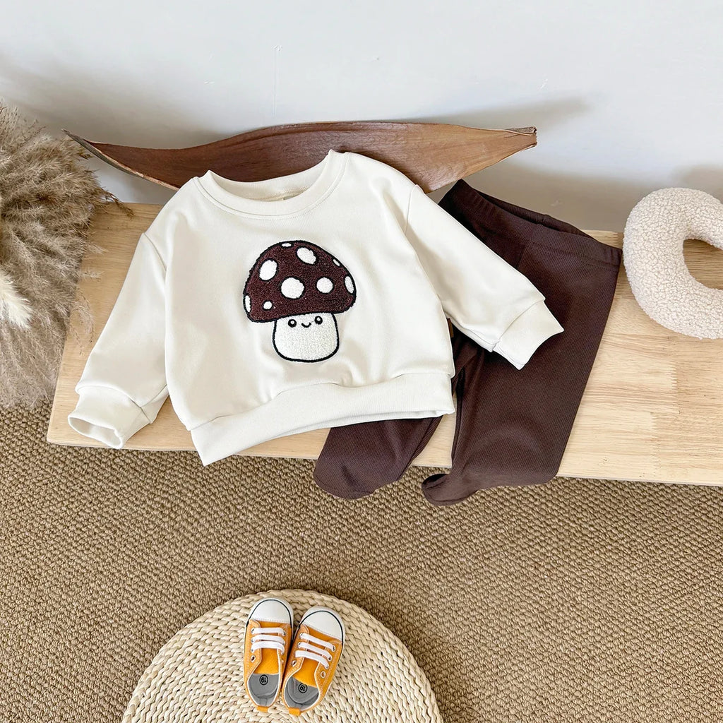 Mushroom Embroidery Pants Set