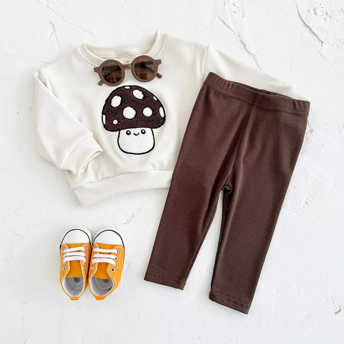 Mushroom Embroidery Pants Set