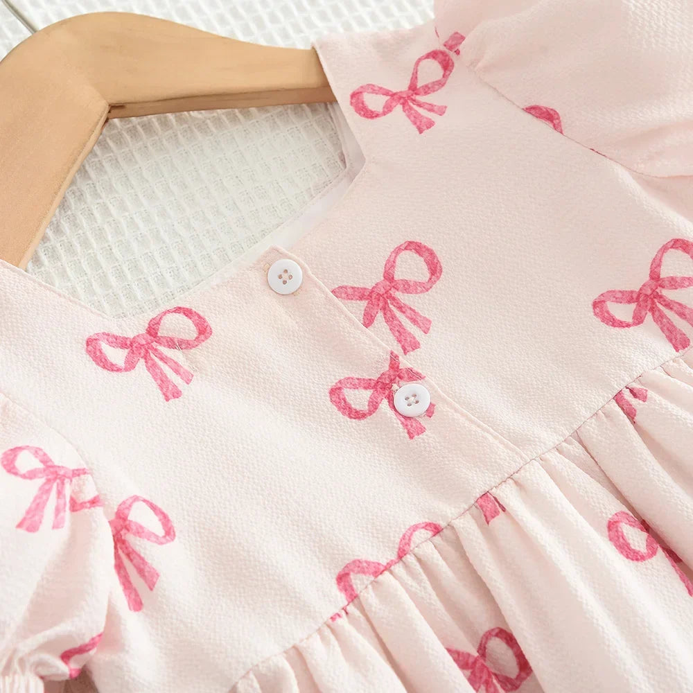 Ribbon Print Casual Dress
