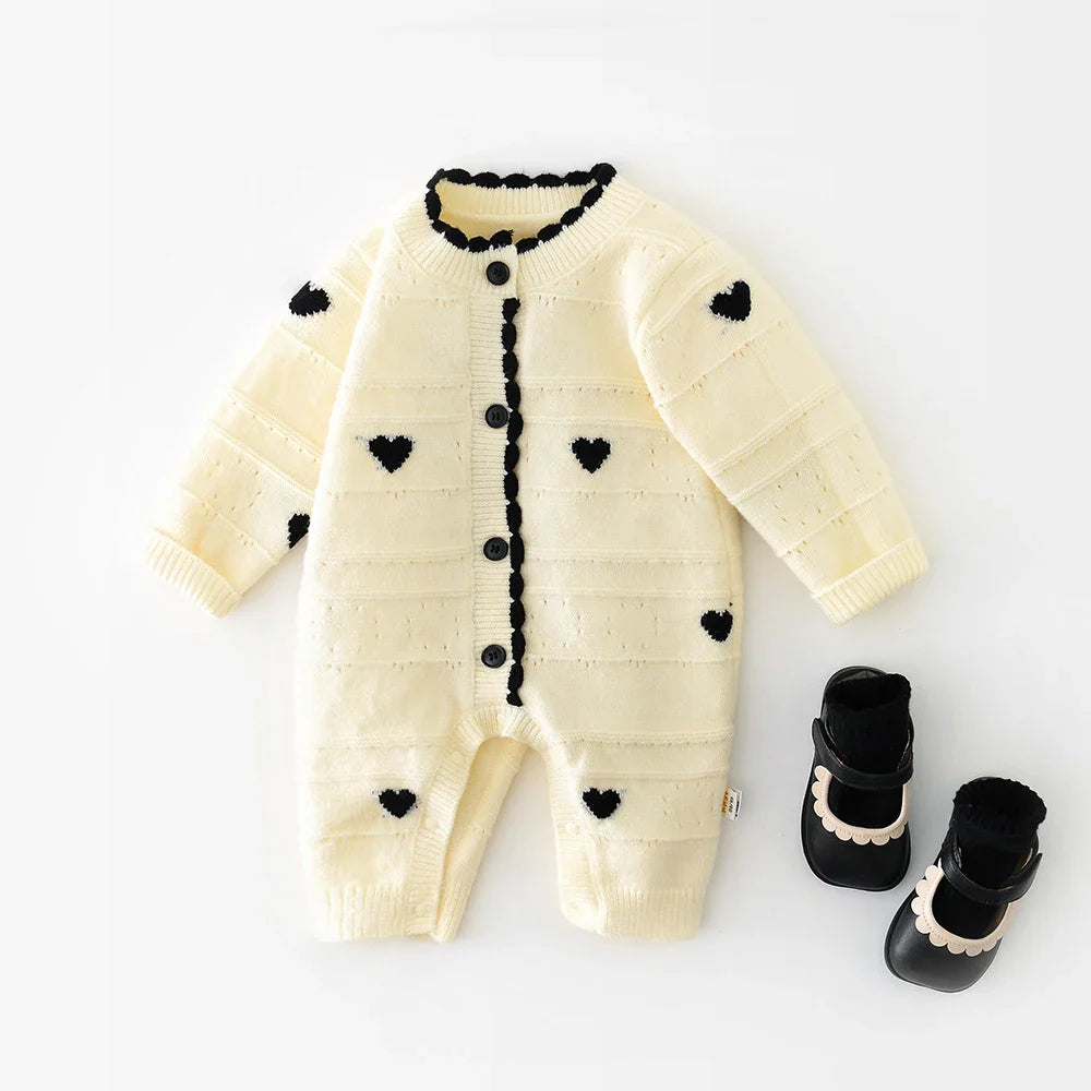 Heart Print Knit Jumpsuit