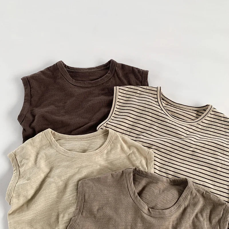Round Neck Sleeveless Casual T-Shirt