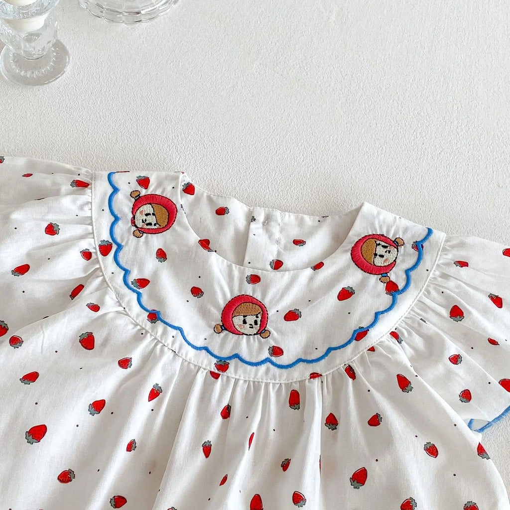 Sleeveless Strawberry Romper
