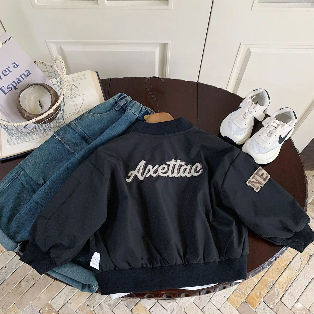 Retro Waterproof Zip Varsity Jacket