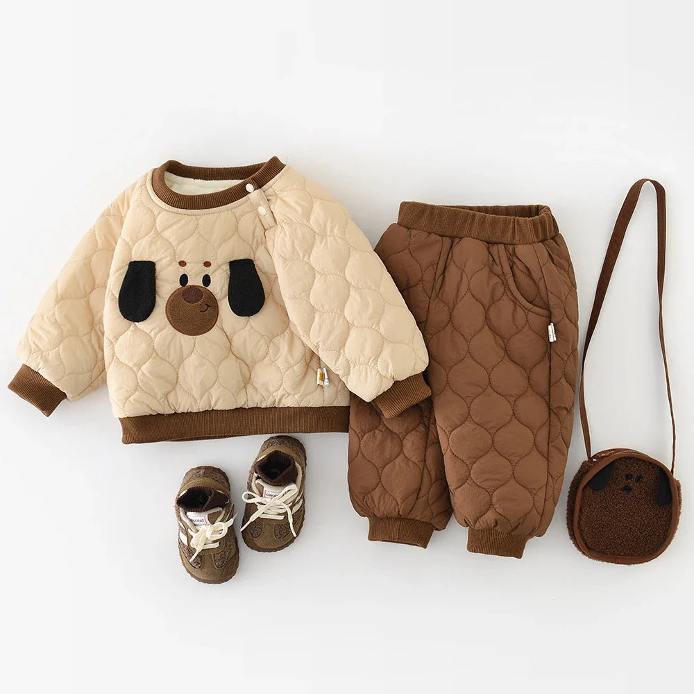 Cartoon Dog Padded  Pants Set