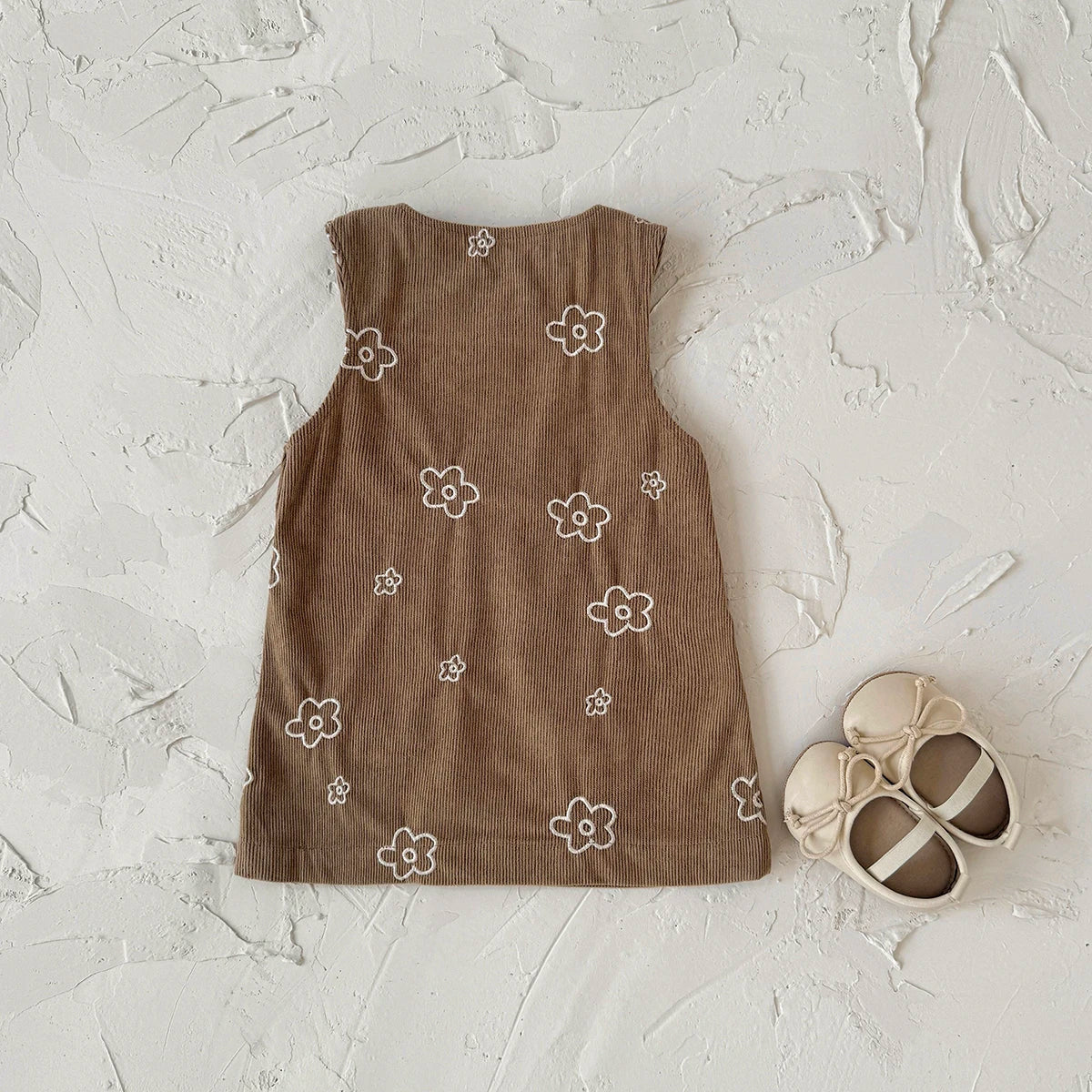 Flower Embroidered Pocket Dress