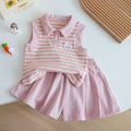 Rabbit Polo Striped Vest Set