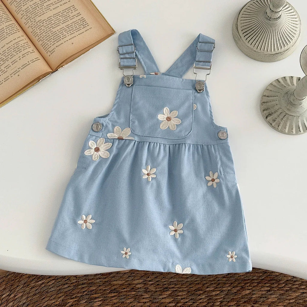 Blue Flower Embroidery Dress