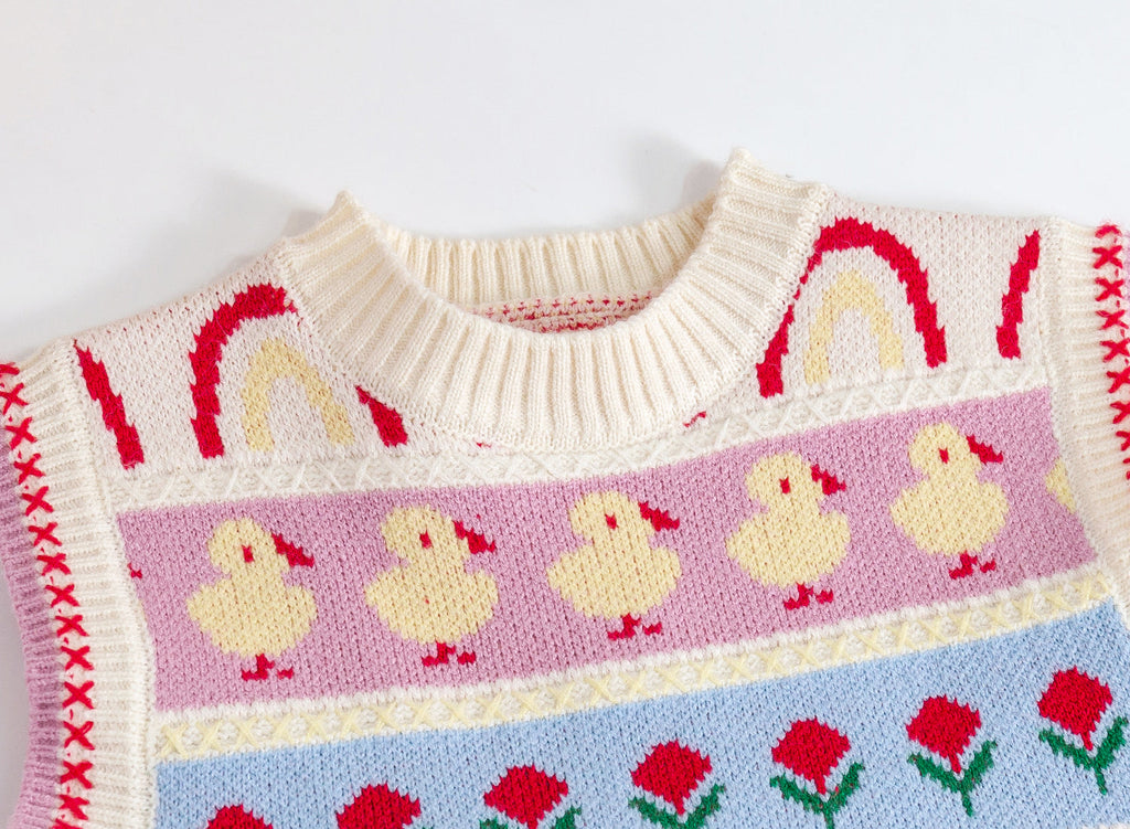 Blossom Striped Pattern Vest