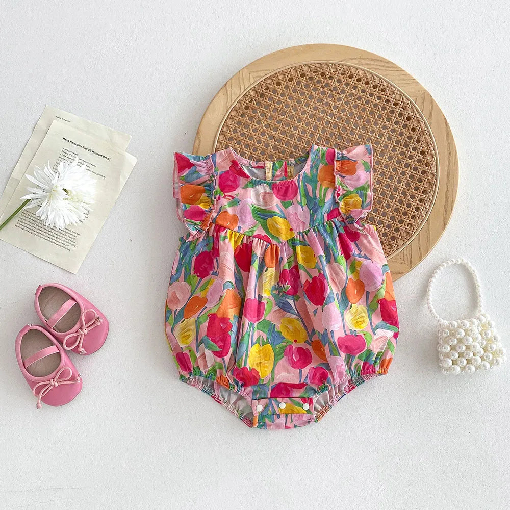 Tulip Ruffle Sleeve Romper