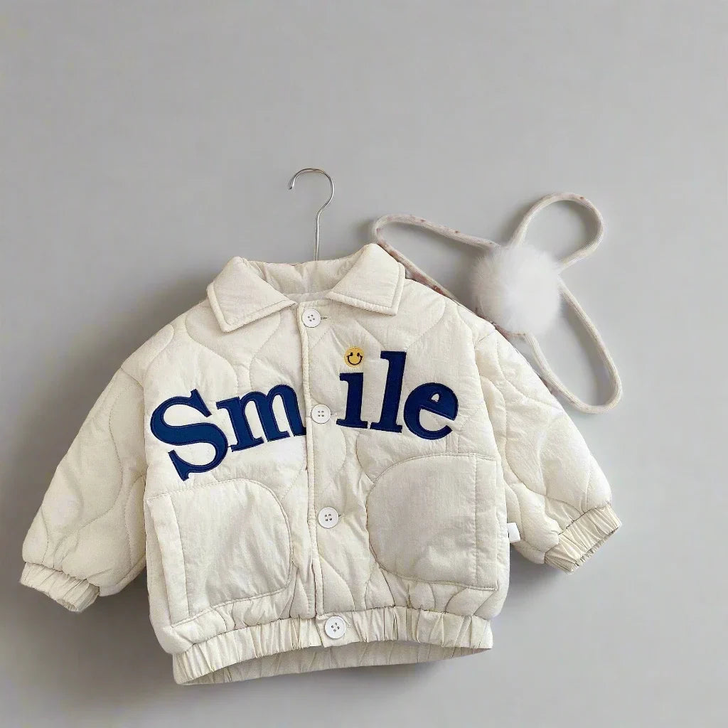 Smile Embroidery Puff Jacket