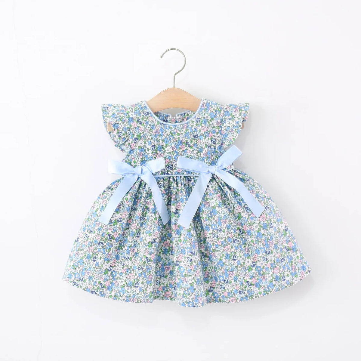 Blue Floral Ribbon Dress