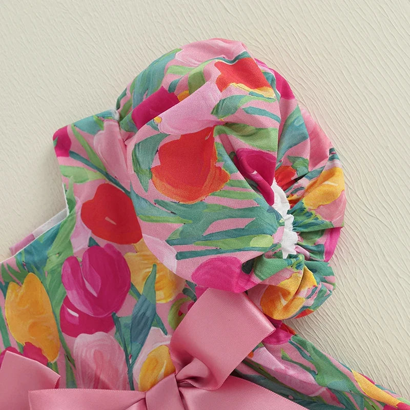Floral Print Ribbon Dress