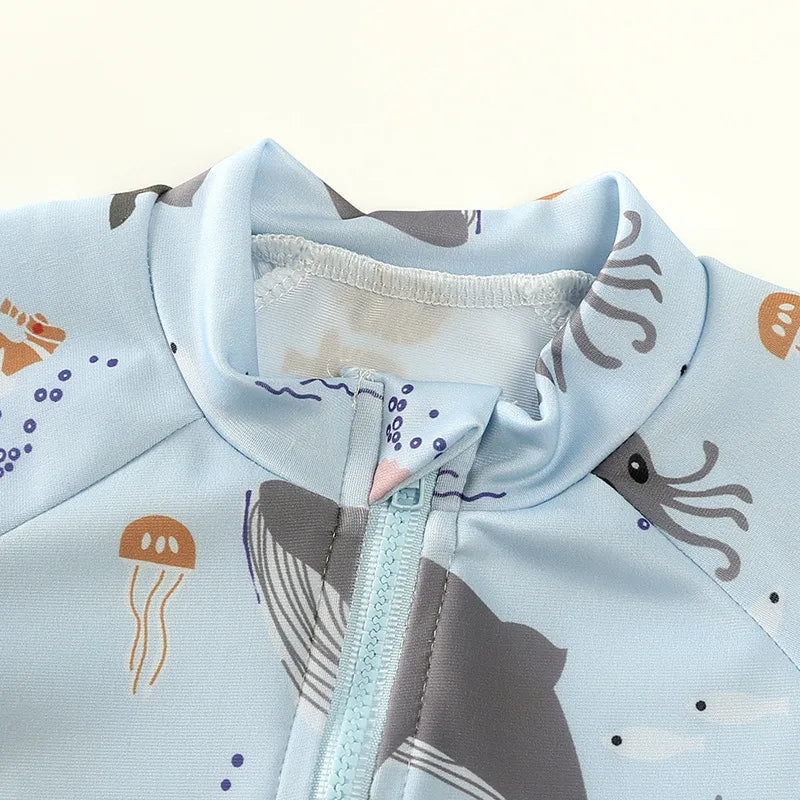 Boys Printed Zip Up Swimsuit