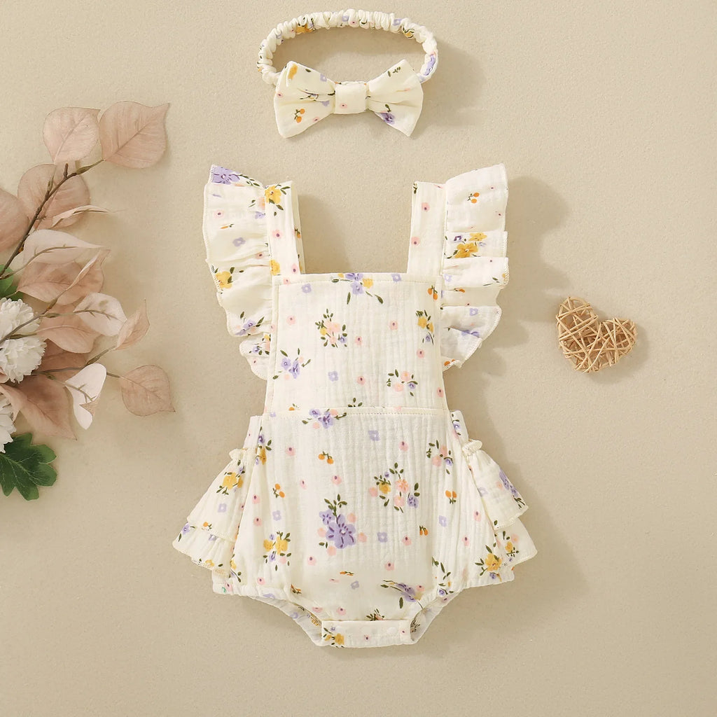 Summer Flower Romper w Headband