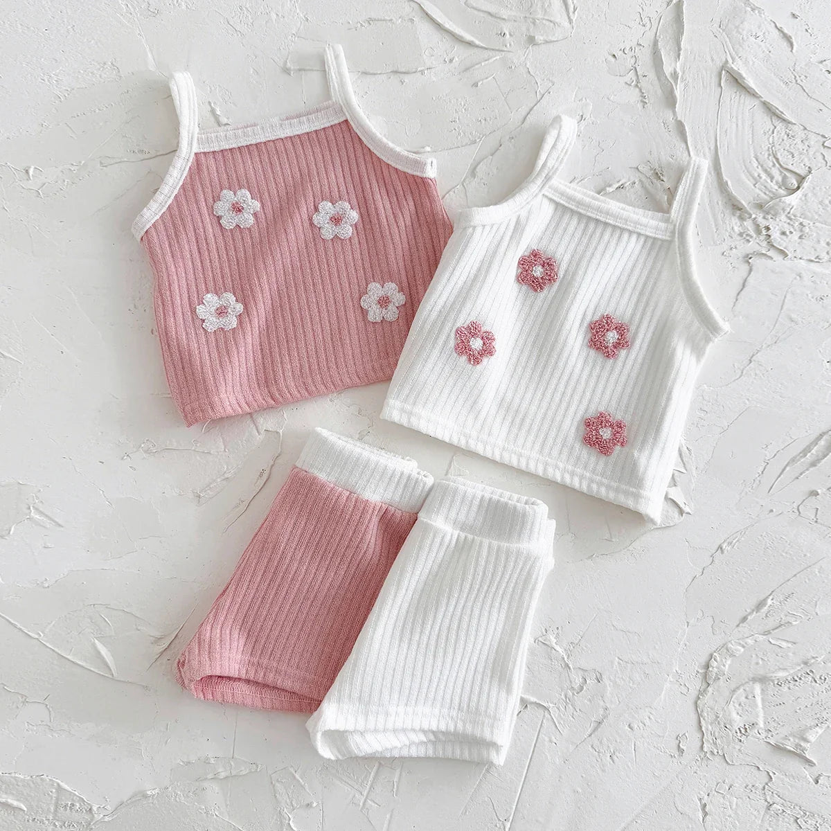 Breathable Camisole Flower Shorts Set