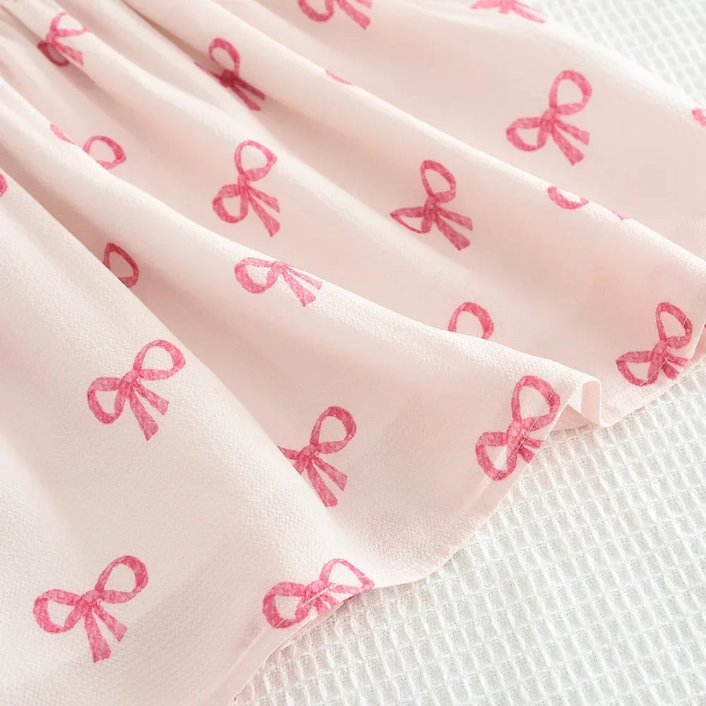 Ribbon Print Casual Dress