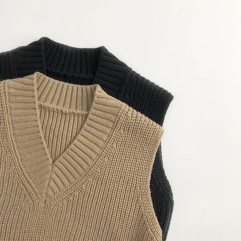 Solid Knitted Sweater Vest