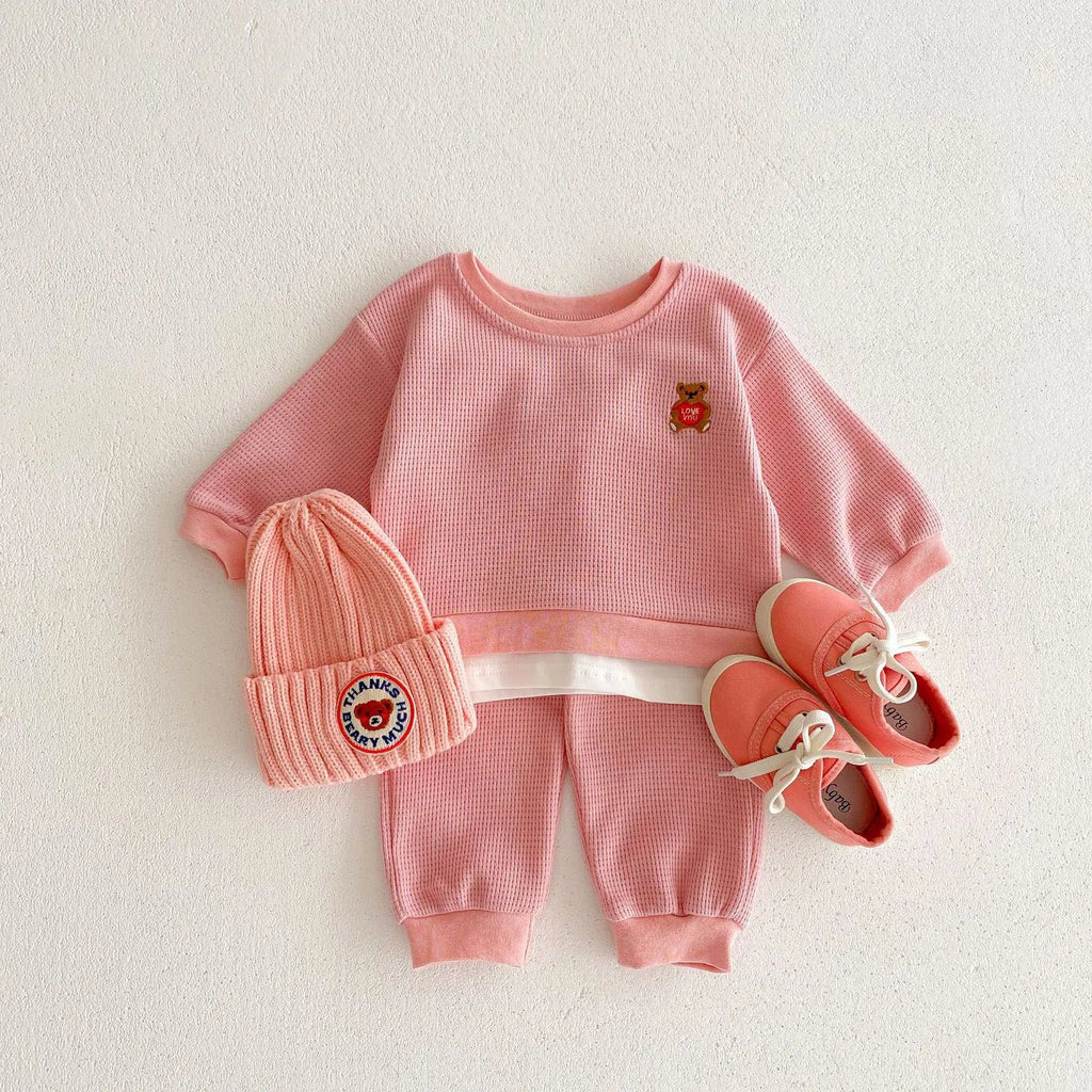 Waffle Love Bear Jogger Set