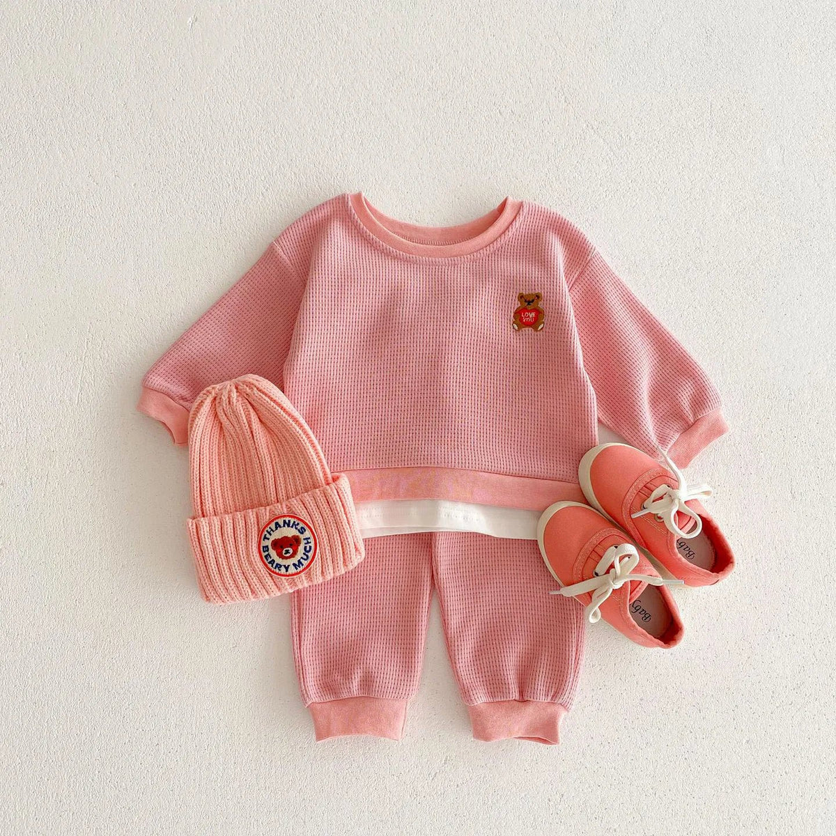 Waffle Love Bear Jogger Set