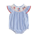 Stripe Star Embroidery Romper