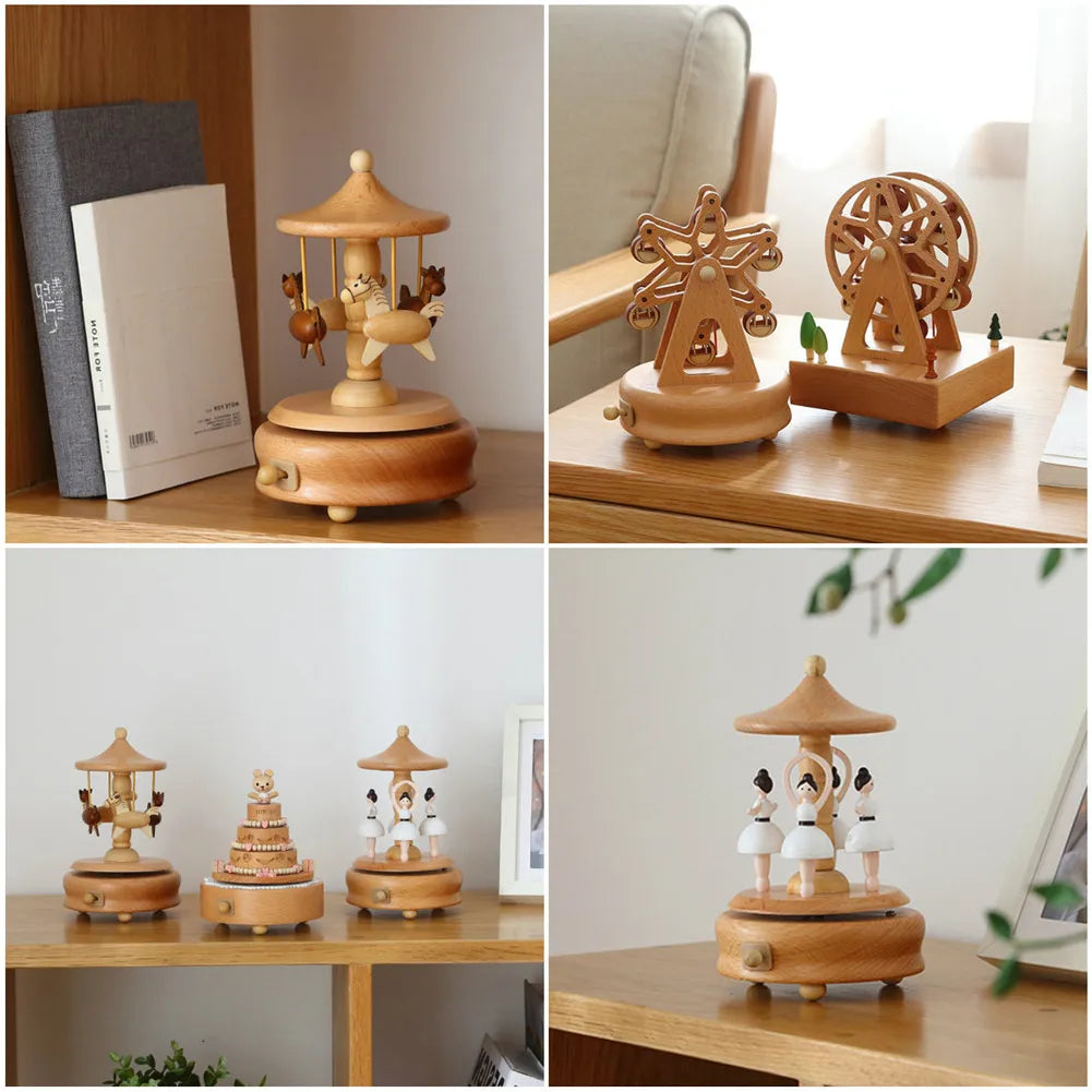 Wooden Carousel Music Box