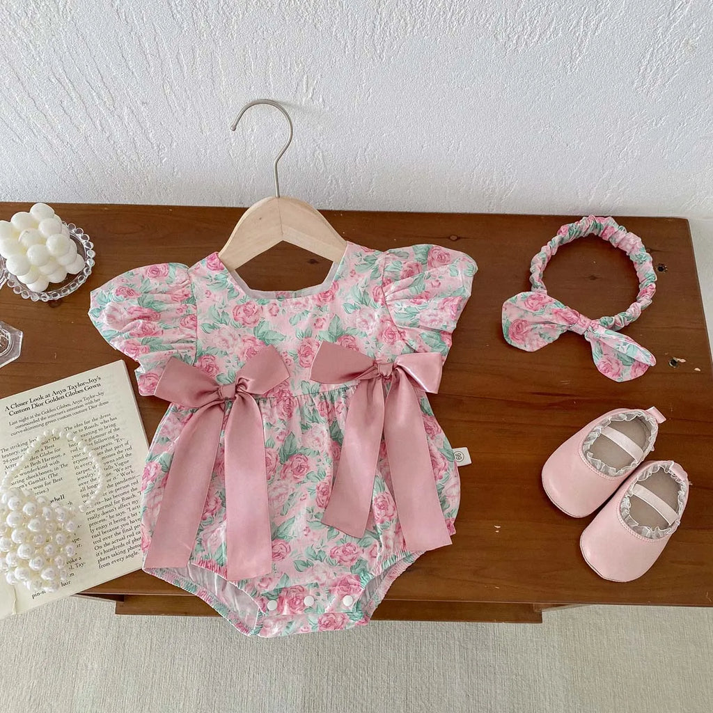 Floral Puff Sleeve Romper Set