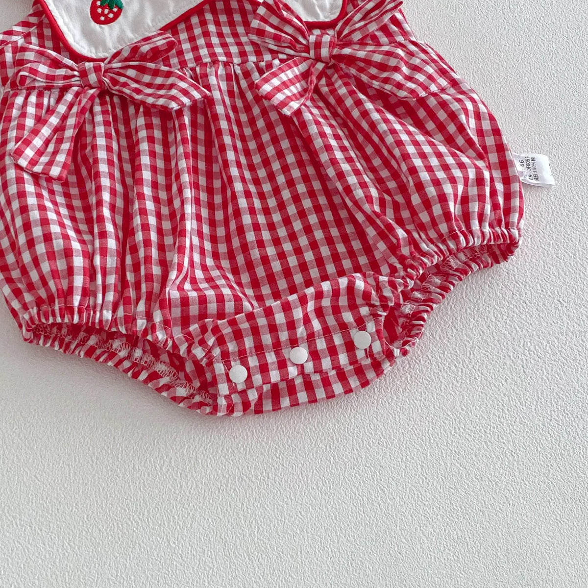 Embroidered Strawberry Collar Bodysuit