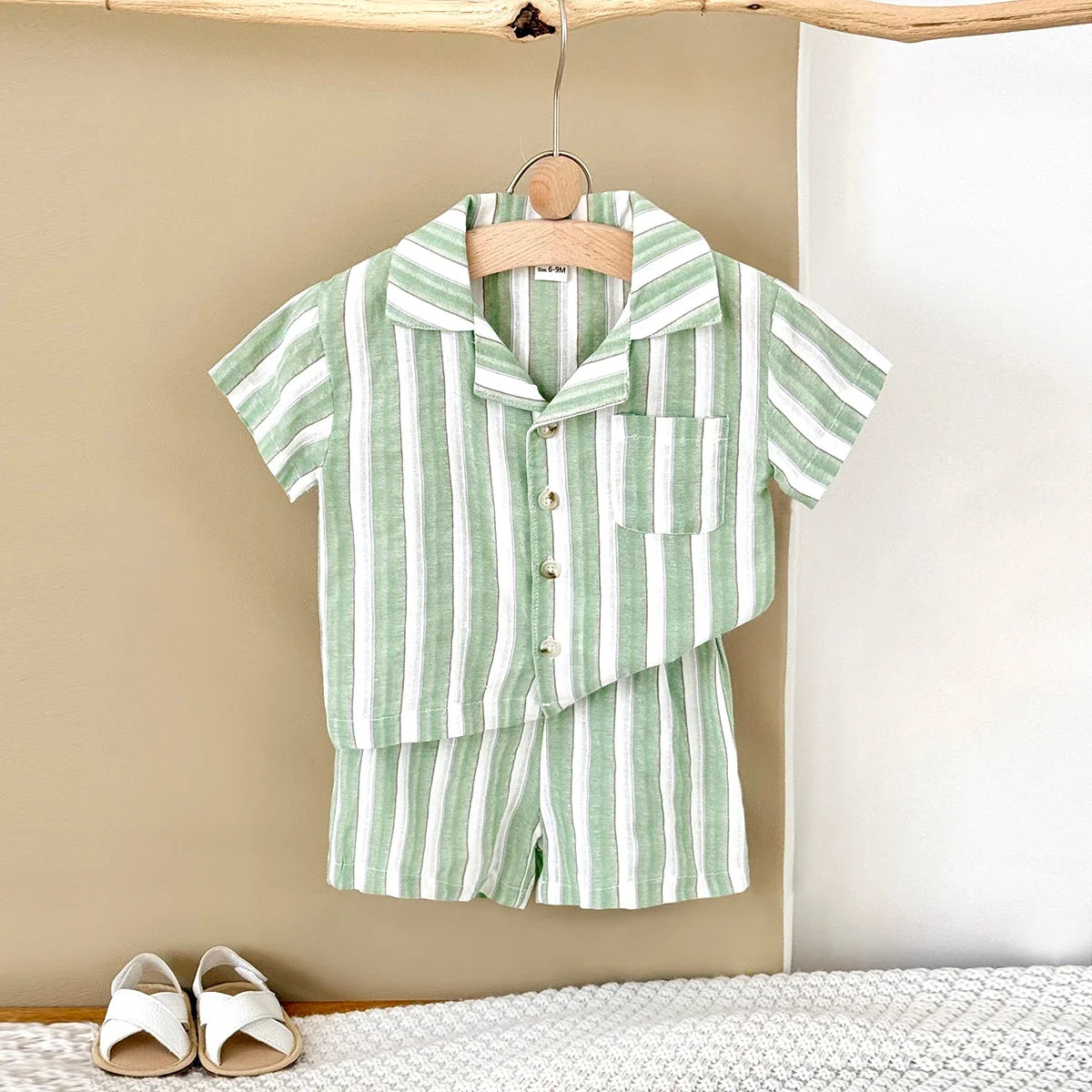 Mint Striped Linen Set