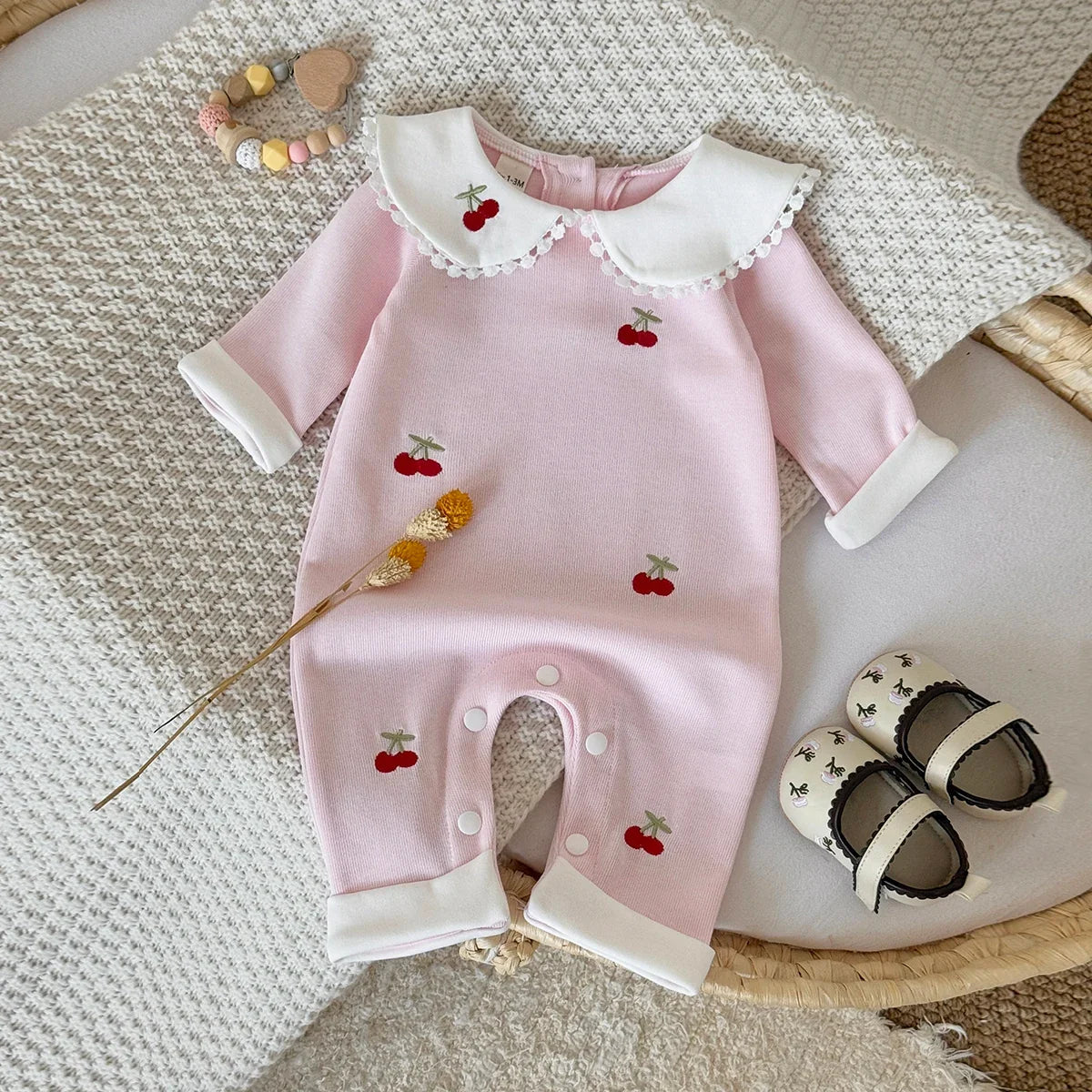 Pink Cherry Print Jumpsuit