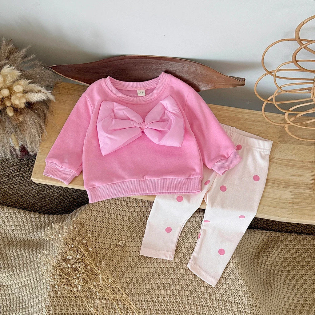 Puffy Bow Polka Dot Set