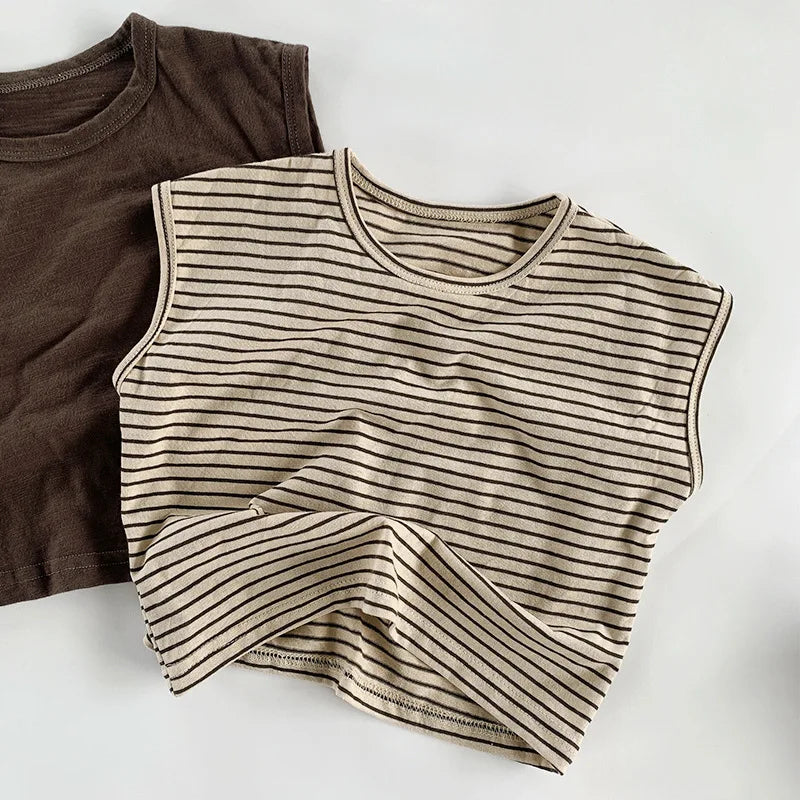 Round Neck Sleeveless Casual T-Shirt