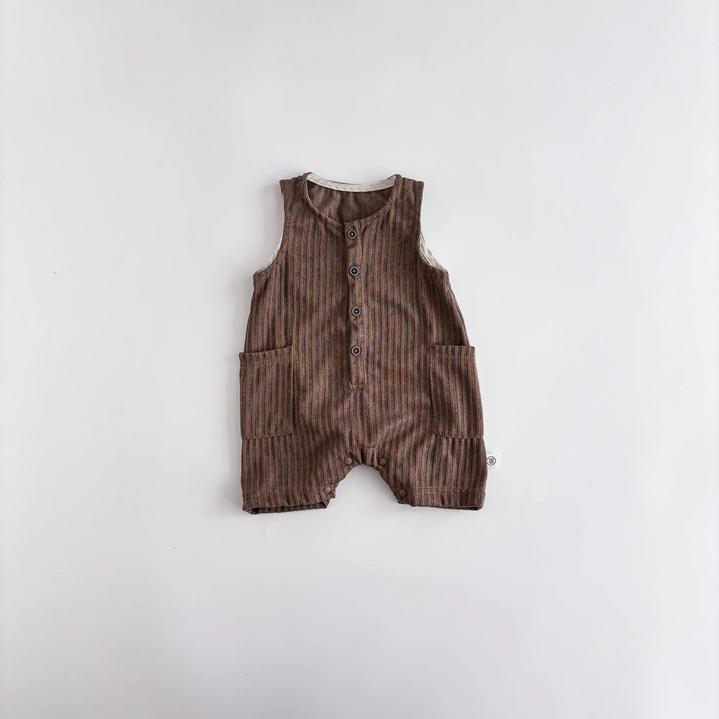 Striped Sleeveless Short Jumpsuit
