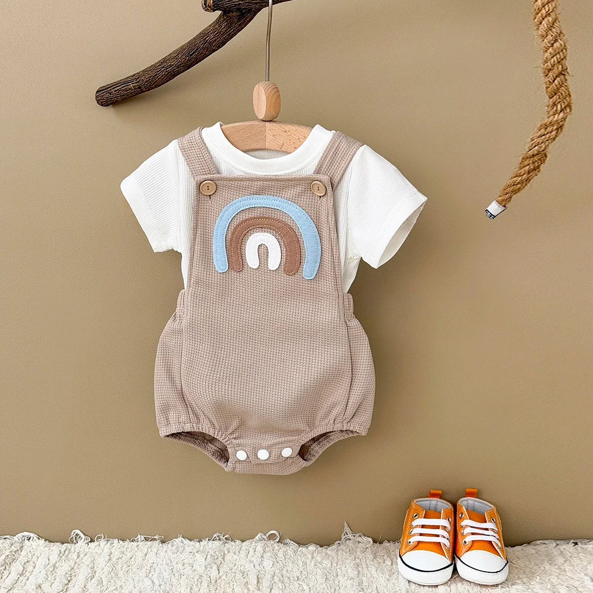 Waffle Rainbow Romper Set