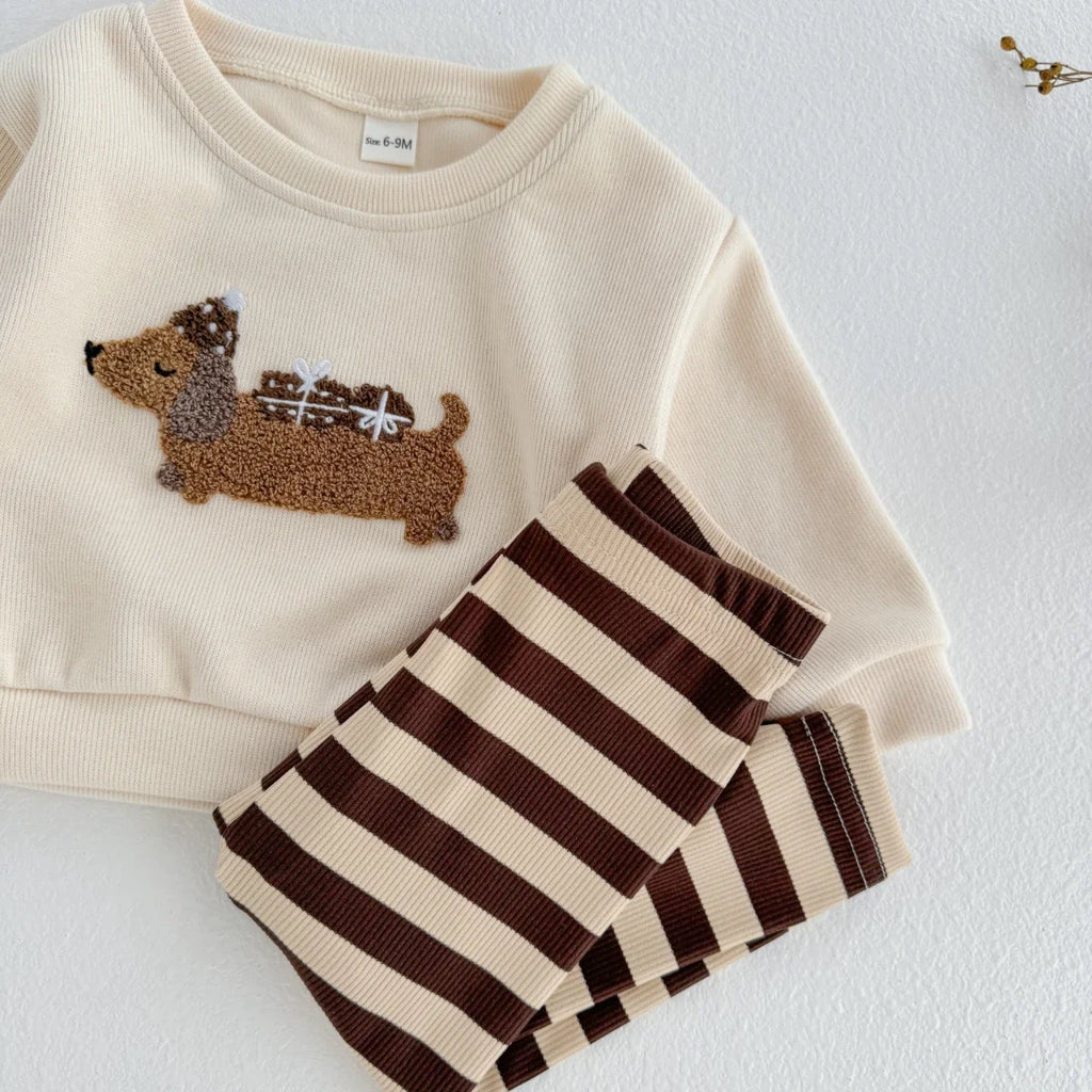 Fuzzy Puppy Dog Stripe Set