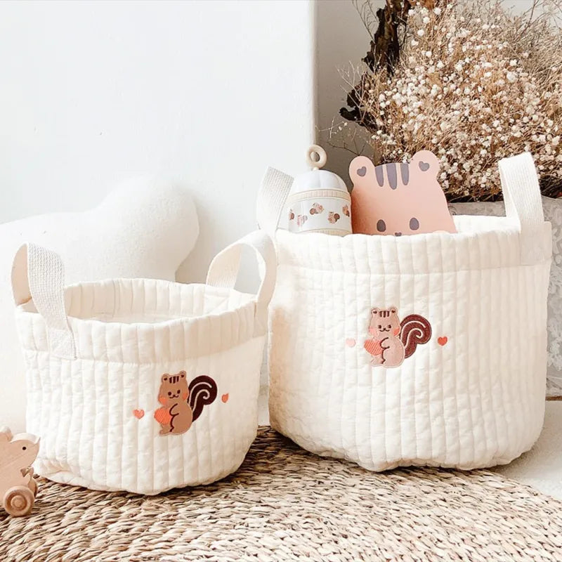 Cute Bear Embroidery Storage Basket