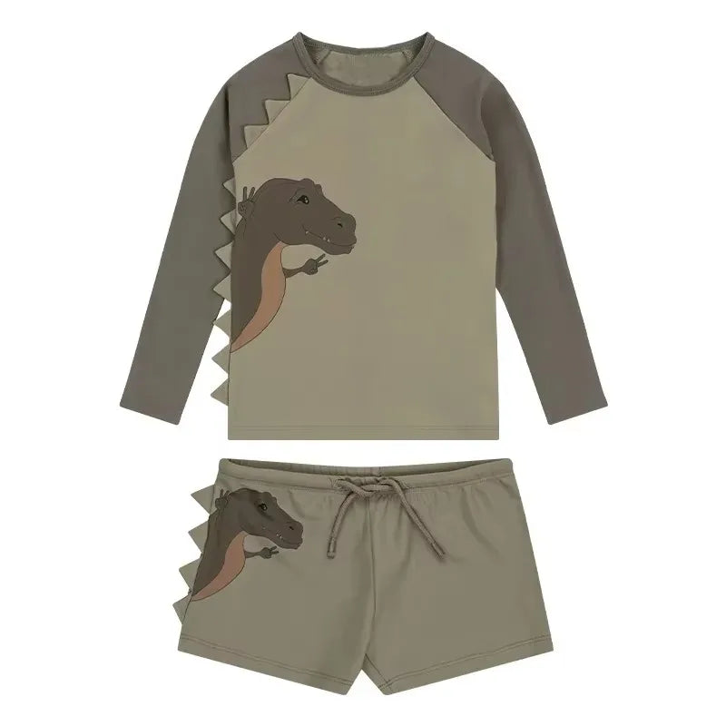 Leopard Dinosaur Raglan Sleeve Swimsuit