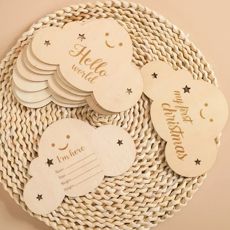 Spanish English Wooden Baby Milestone Card For Newborns