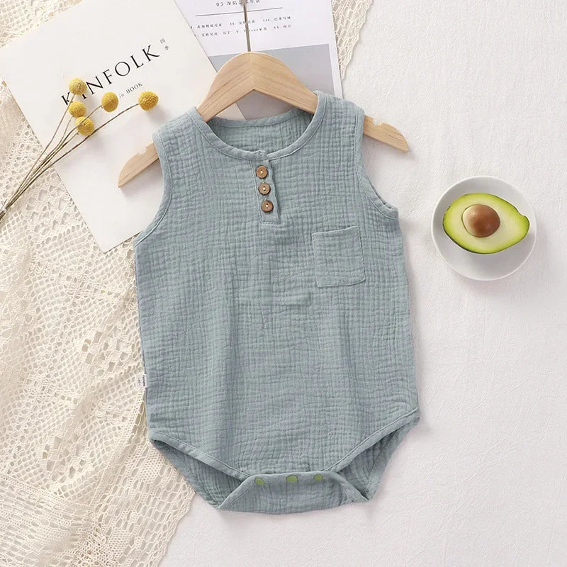 Sleeveless Muslin Bodysuit