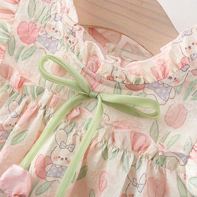 Floral Tulip Fly Sleeve Dress