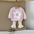 Flower Embroidered Frill Pants Set
