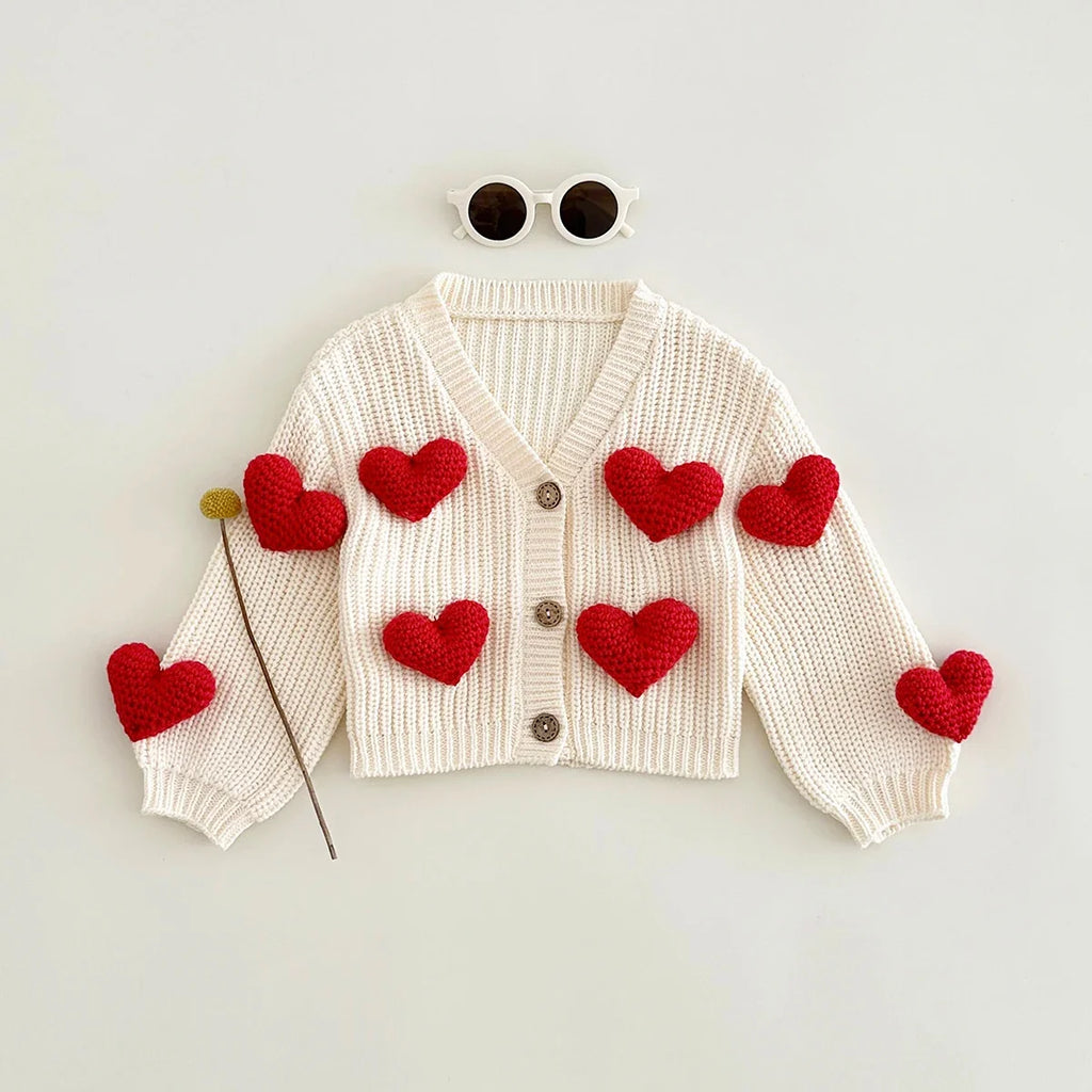 3D Sweet heart Cardigan Sweater