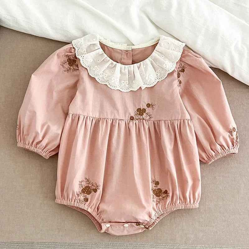 Lace Collar Flower Romper