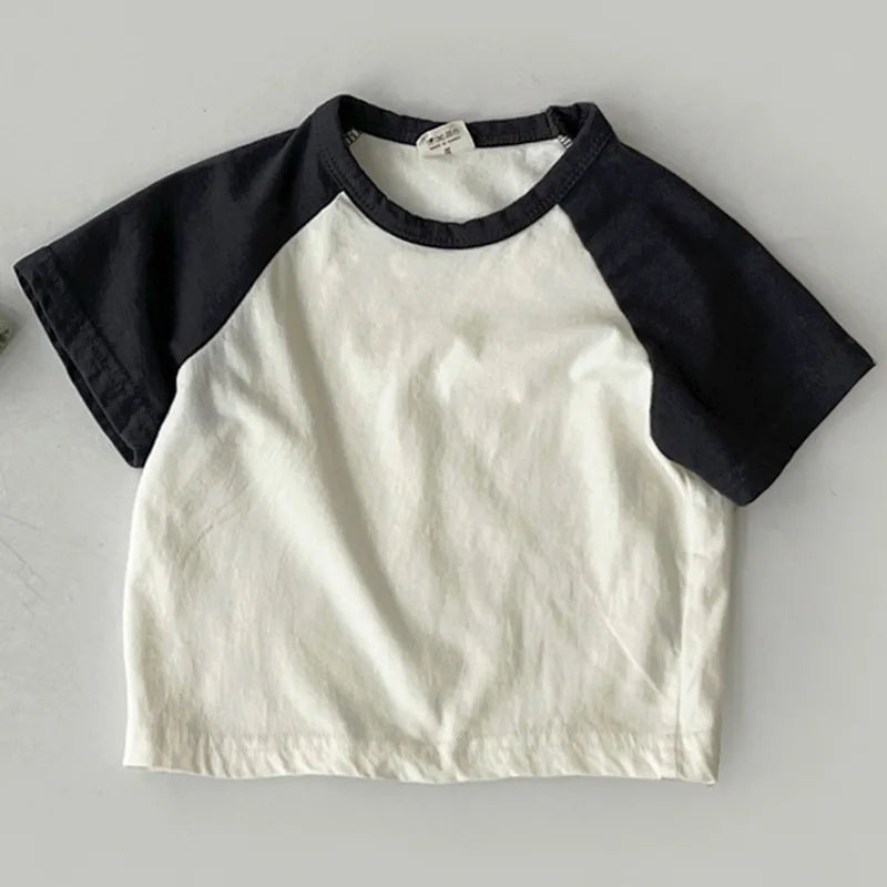Color-Block Cotton Short Sleeve T-Shirt