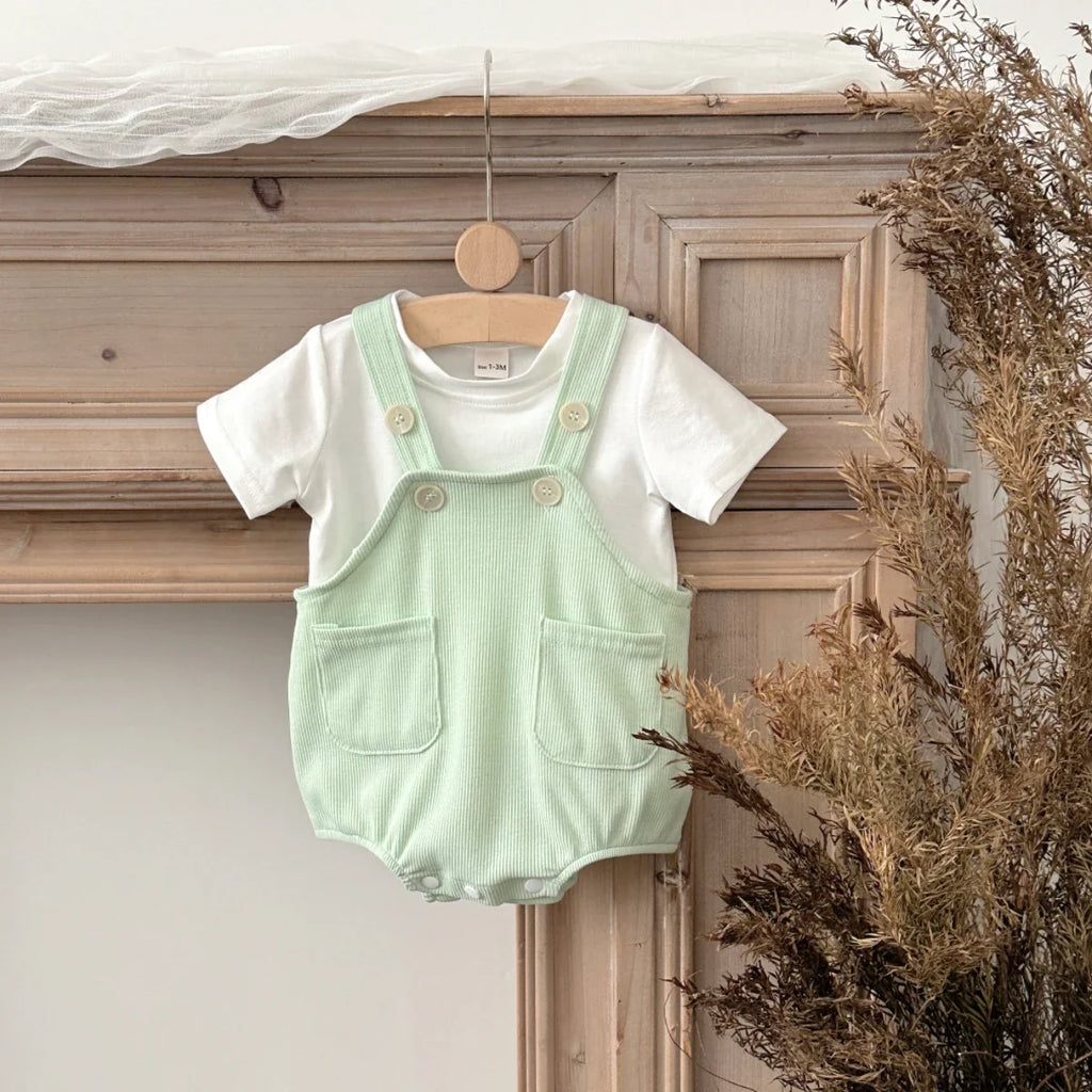 Mint T-Shirt Suspender Romper Set