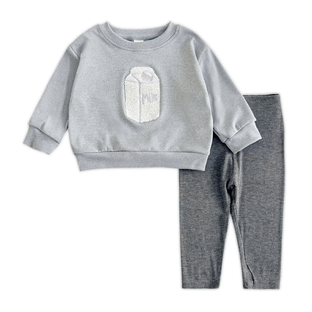 Milk Carton Embroidery Sweater Set