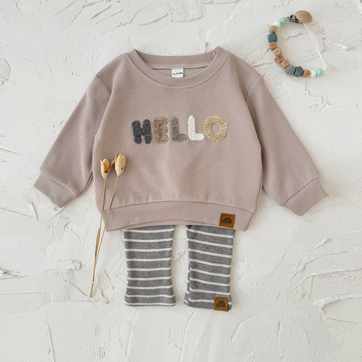 HELLO Striped Pants Set