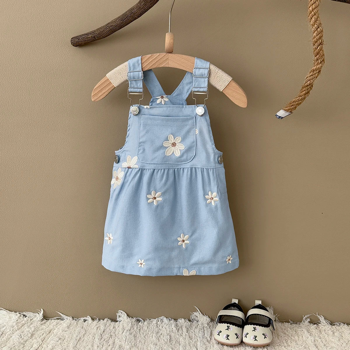 Blue Flower Embroidery Dress