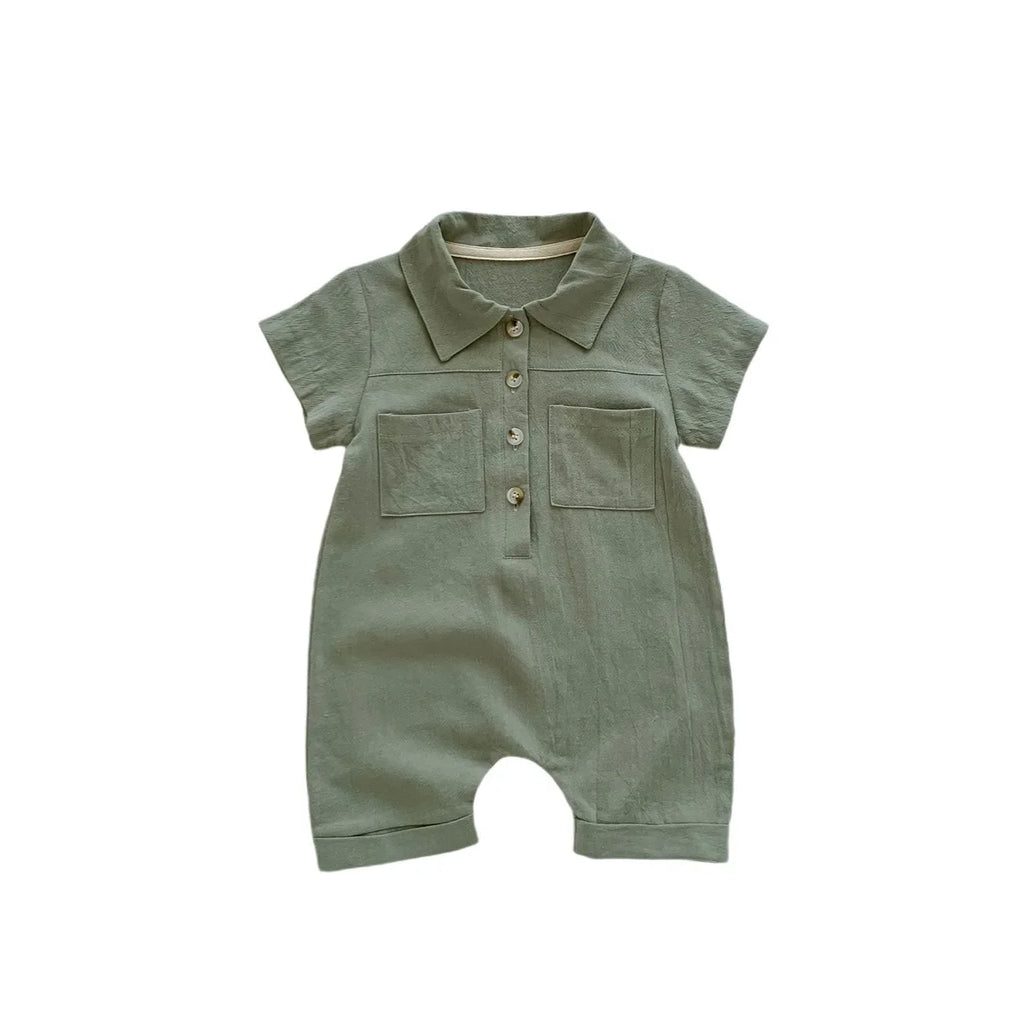 Solid Linen Overalls Jumpsuit