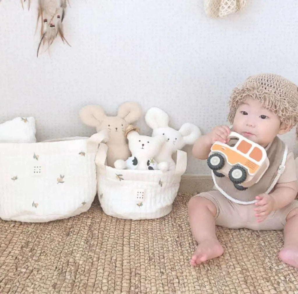 Cute Bear Embroidery Storage Basket