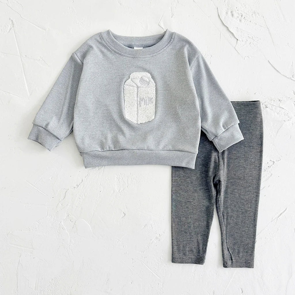 Milk Carton Embroidery Sweater Set